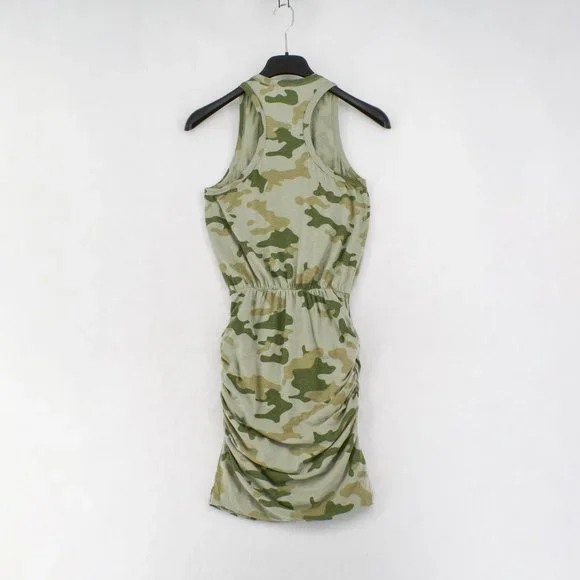 Sundry T-Shirt Dress Womens Camo Green Sleeveless Racerback Ruched Mini - Picture 7 of 8